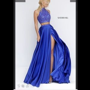 Sherri Hill blue two piece prom dress